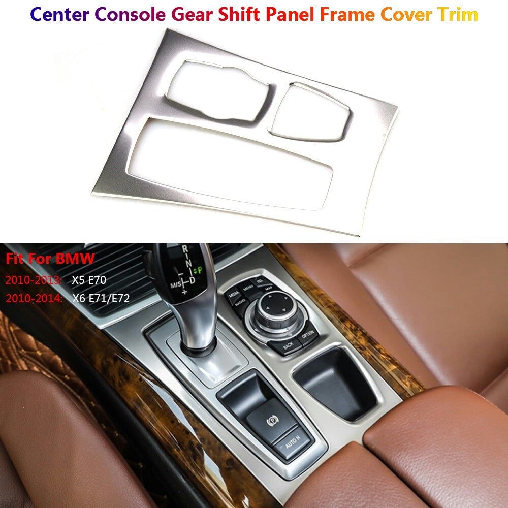 Stainless for BMW X5 X6 E70 E71 Car Gear Shift Knob Panel Cover Trims 2010-2014