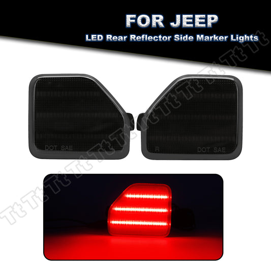 2 Pieces for 2018-21 for Jeep for Wrangler JL LED Rear Bumper Reflector Tail Red Lights Smoked- v