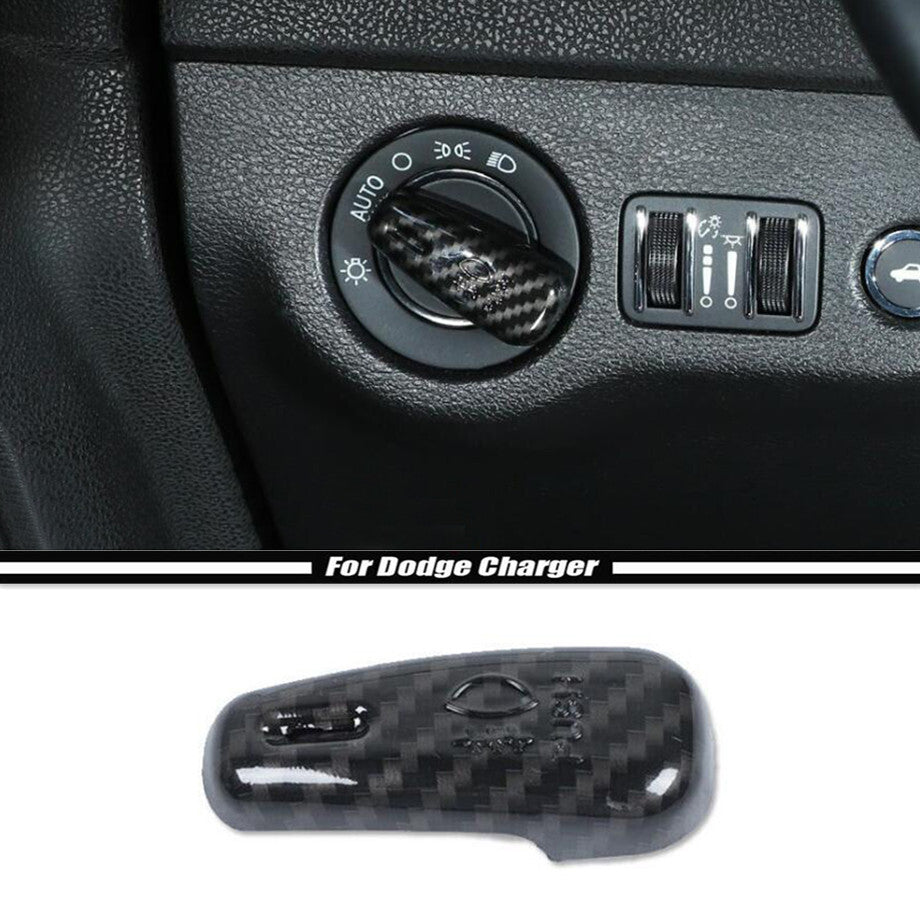 For 2011-2023 for Dodge Charger ABS Carbon Headlight Switch Button Adjust Cover Trim v