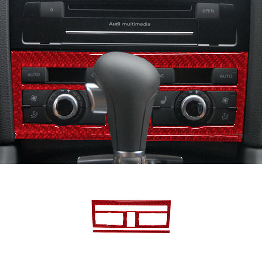 2Pcs Red Carbon Fiber Air Conditioning Control Cover Trim for Audi Q7 2007-2015