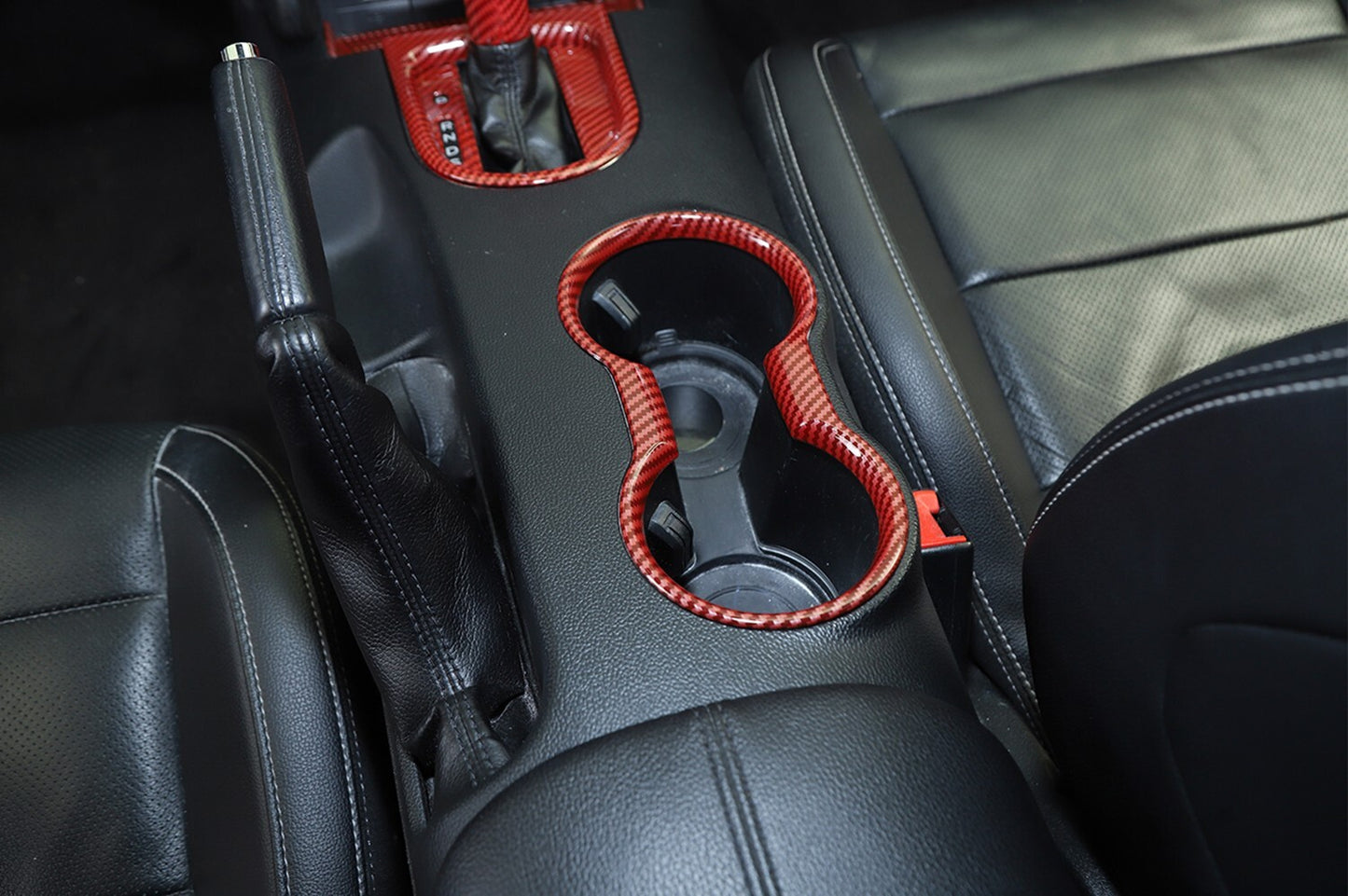 Interior Cup Holder Cover Trim Frame Molding  for ford  for Mustang 15-23 Red Carbon