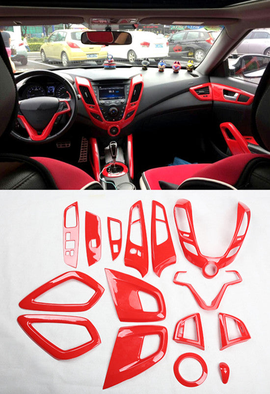 For 12-2016 for Hyundai for Veloster RED Interior Accessories Whole Kit Covers Trim15 B n