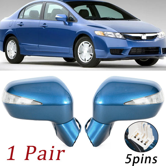 1Pair Blue Rearview Mirror Assy LED 5-PINS for HONDA for CIVIC FA1 FD1 FD2 2006-2011