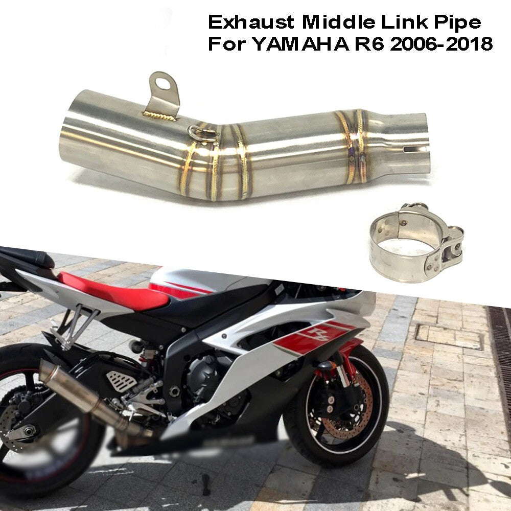 New for Yamaha R6 Mid Exhaust Pipe - 60.5mm Stainless Steel Direct Fit Connector