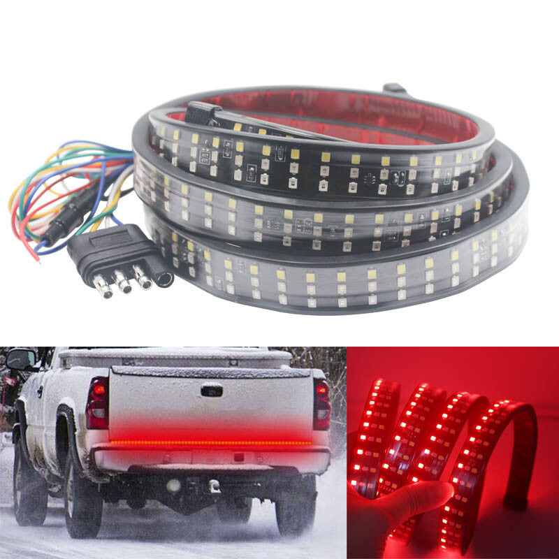 Truck tailgate pole 60-inch three-row LED light strip with red brake and white reverse signal - n