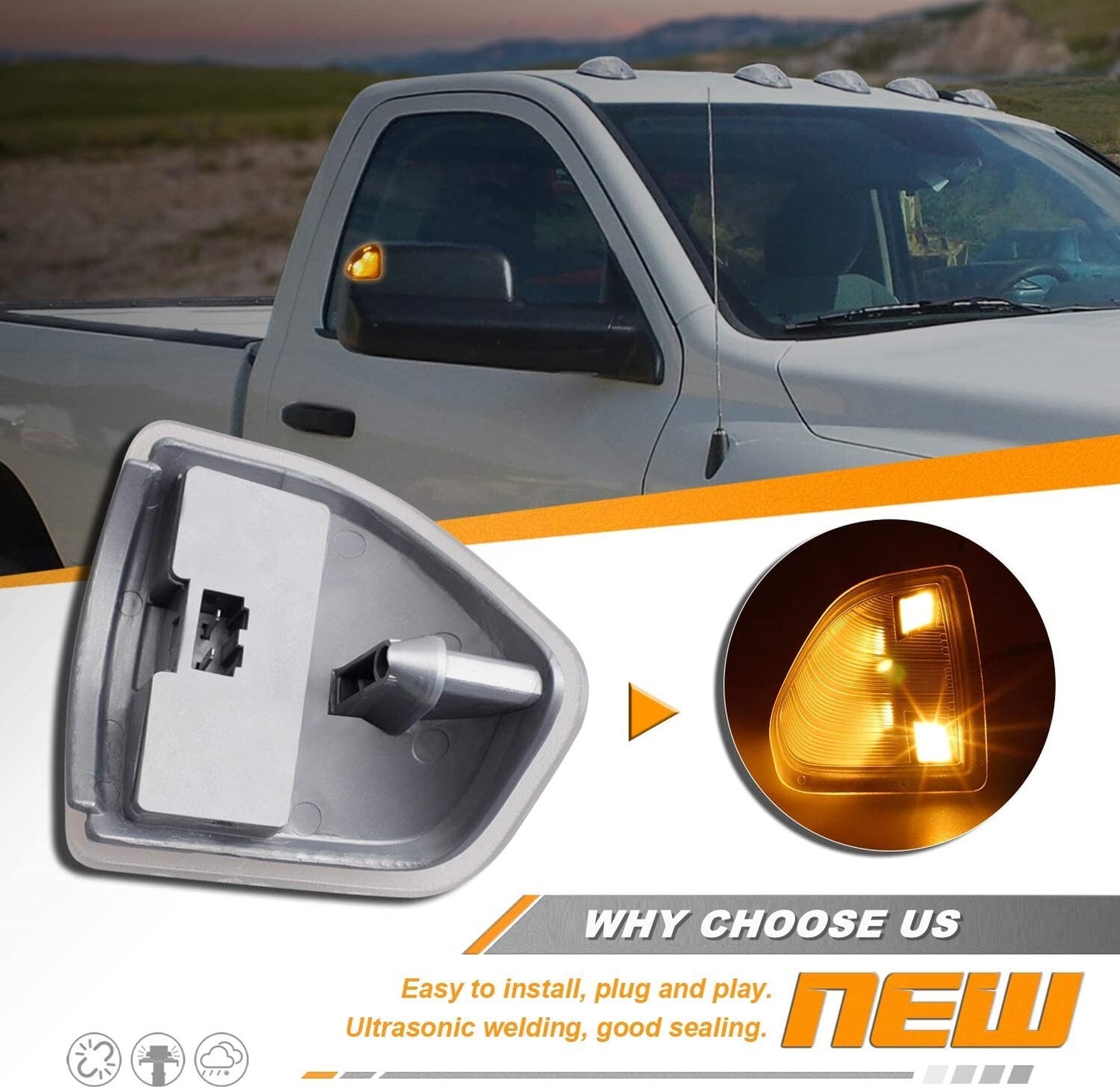 Transparent Lens LED Side Mirror Turn Signal Lights for Dodge for Ram 1500 2500 3500 Trucks n