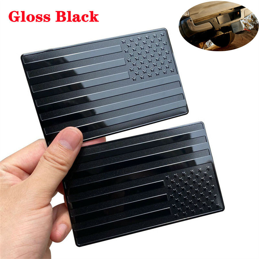 2 Inch Tow Trailer Hitch Cover 3D Metal American Flag Emblem Decal Stickers 2Pcs Q