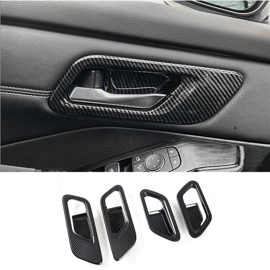4P for Nissan Rogue 2021 2022 Carbon Fiber Interior Door Handle Bowl Cover Trim