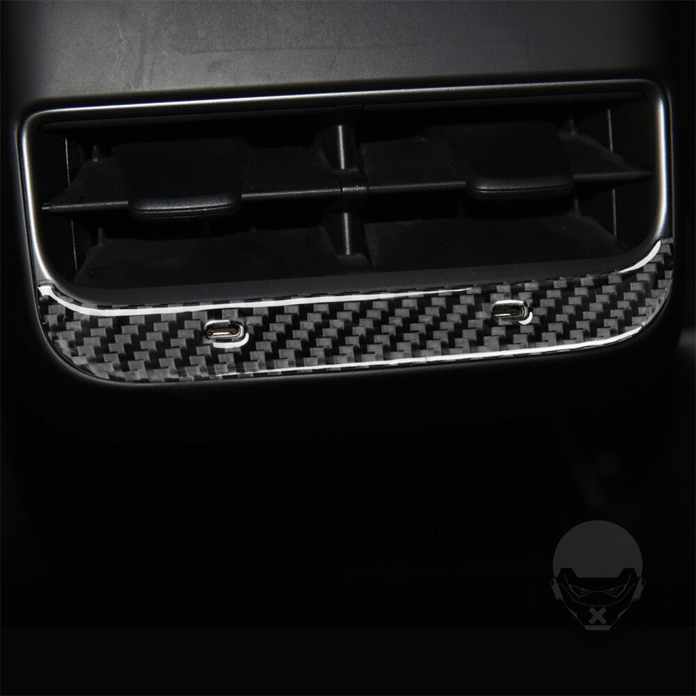 Carbon fiber interior trim below the rear air vents is suitable for Model 3. (17-22) n