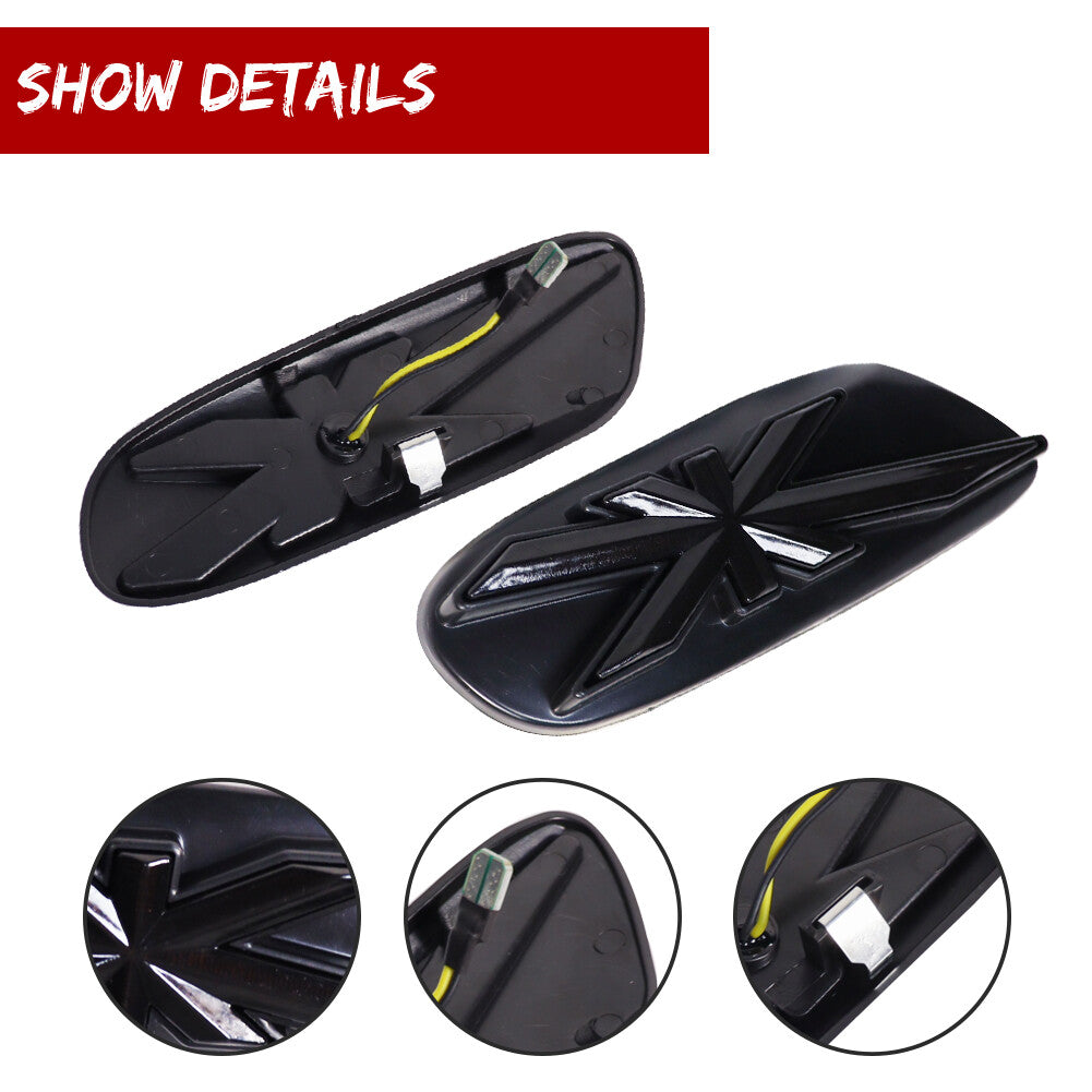 Union Jack Amber LED Front Fender Side Marker Lights for Mini Cooper F55 F56 F57