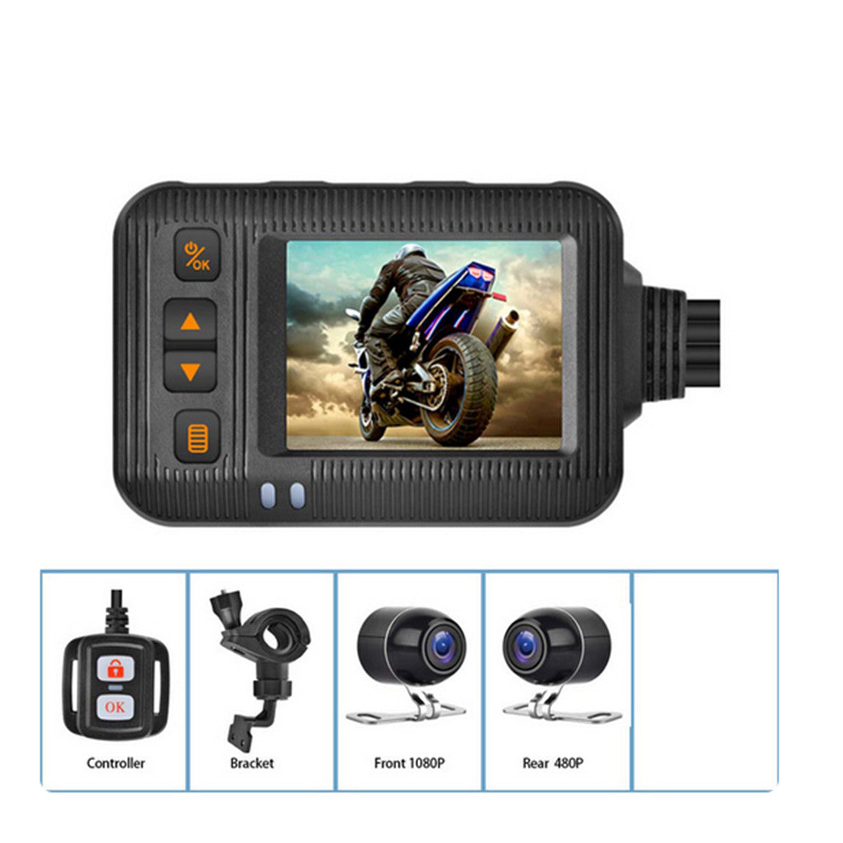 Waterproof Motorcycle DVR Dash Cam Front Rear Dual Lens Recorder Night Vision Q