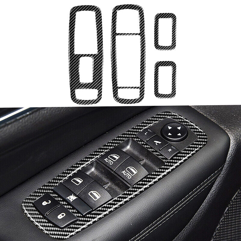 Carbon Fiber Car Window Switch Panel Cover For 11-21 for Jeep Grand Cherokee
