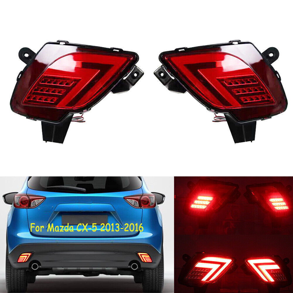 for Mazda CX-5 2013-2016 LED Rear Bumper Reflector Driving Brake Light Fog Lamp Q