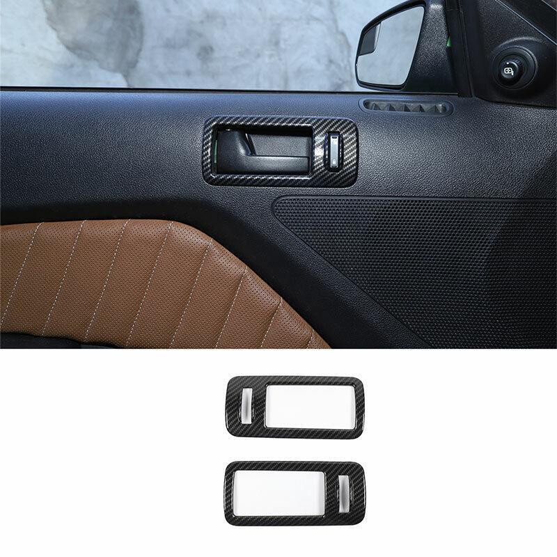 Front Door Handle Frame Cover Trim 2pcs Carbon Fiber for Ford for Mustang 2004-2014