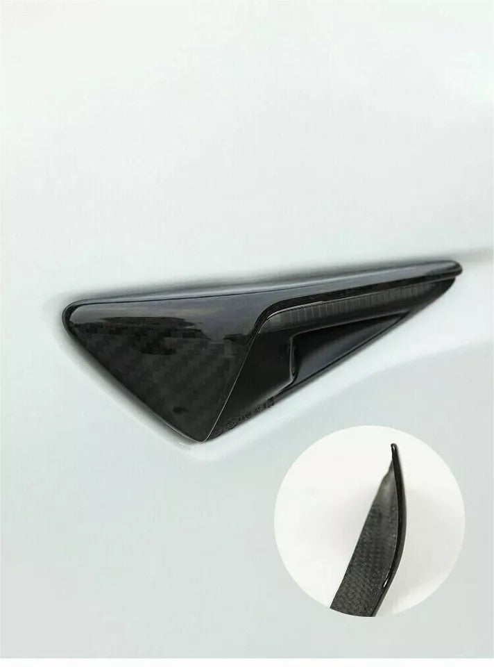 Black carbon fiber style side camera decorative cover for Model 3 Y- n