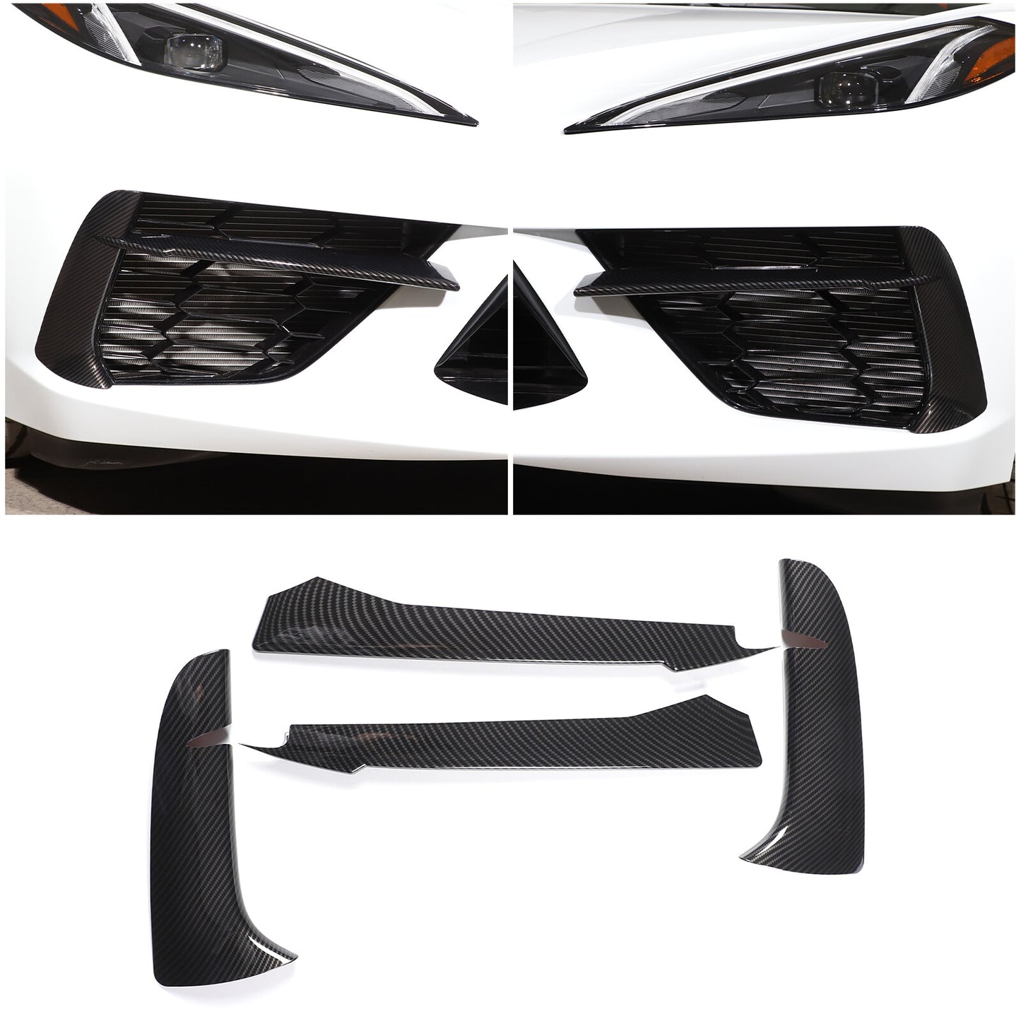 Carbon ABS front bumper grille accent bezel cover for Corvette C8 Z51 2020-2023