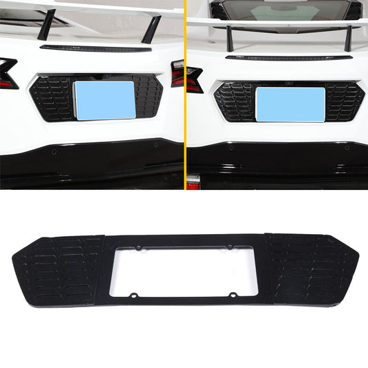 Rear License Plate Holder Black Aluminum for Corvette C8 2020 2021 2022 - 23- v