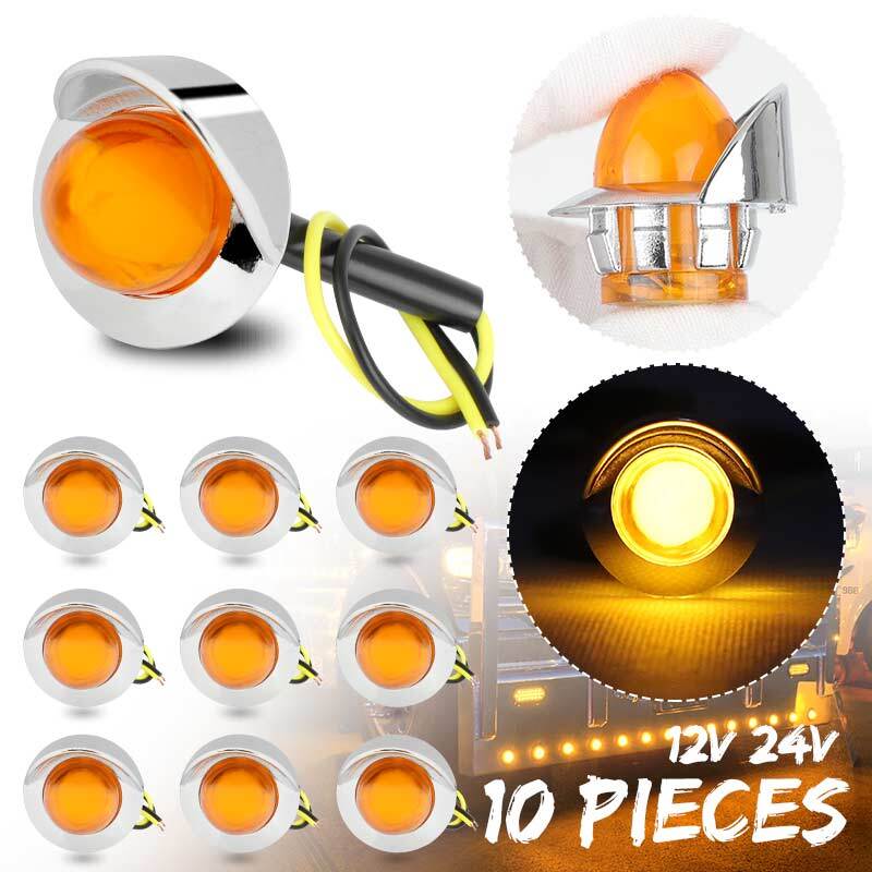 10x LED 3/4 Amber Round Side Marker Lights Bullet Waterproof Truck RV Pickup