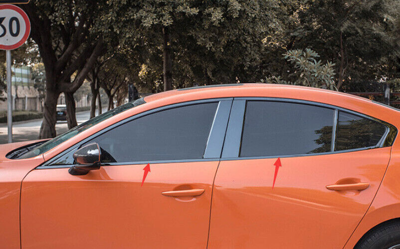 Black Titanium Window Molding Trim Decoration Strips for Mazda 3 Axela 2020-2022