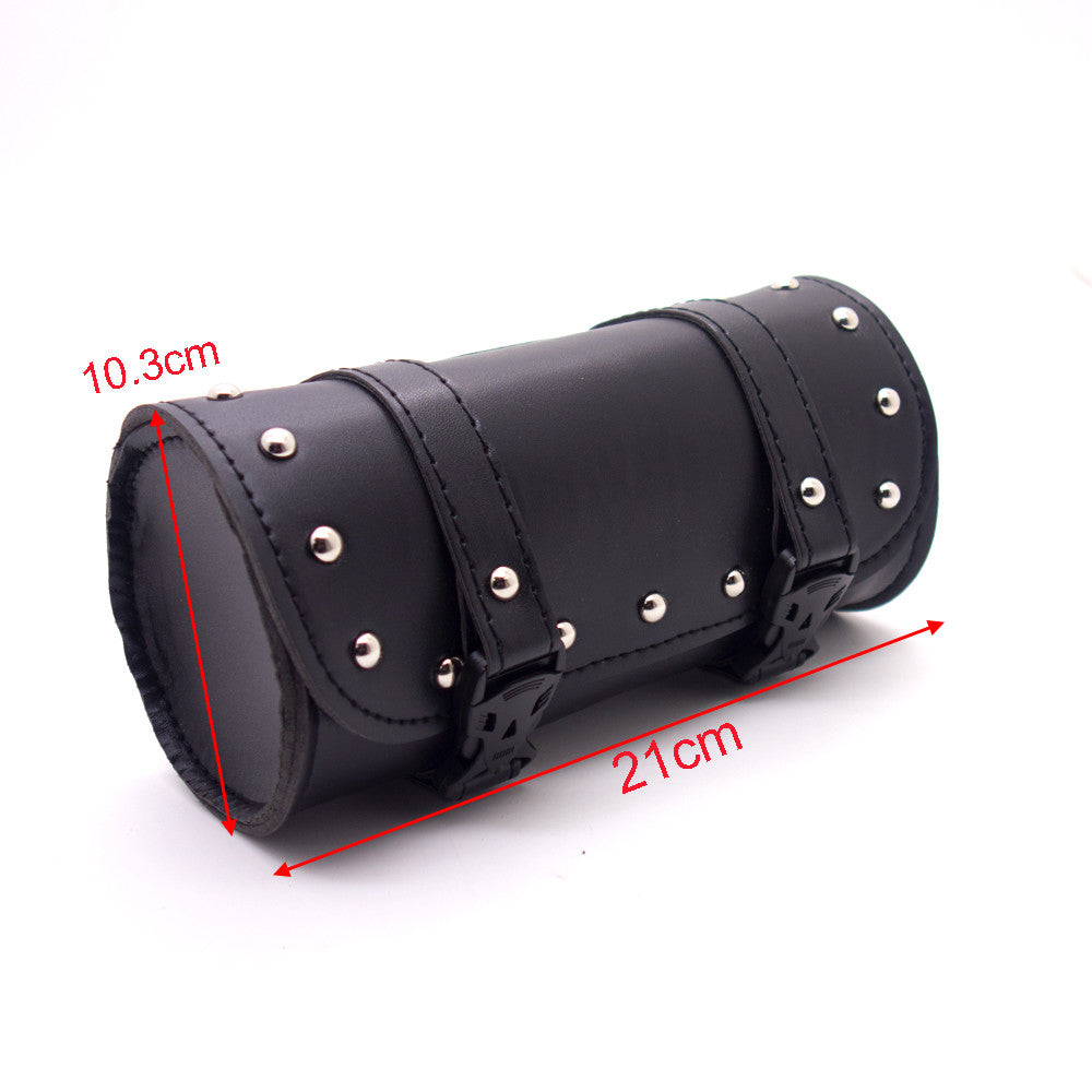 Black Motorcycle Tool Bag Handlebar Sissy Bar Saddlebag Roll Barrel for Honda Q