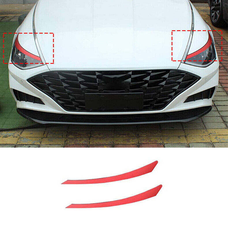 for Hyundai Sonata 2020-2023 Red Sticker Front Headlight Lamp Eyebrow Trim Cover n
