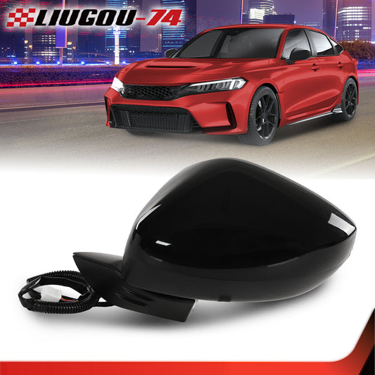 Fits for Honda for Civic 2022 2023 3 Pin Power Adjustment Black Mirror Left Driver Side - v