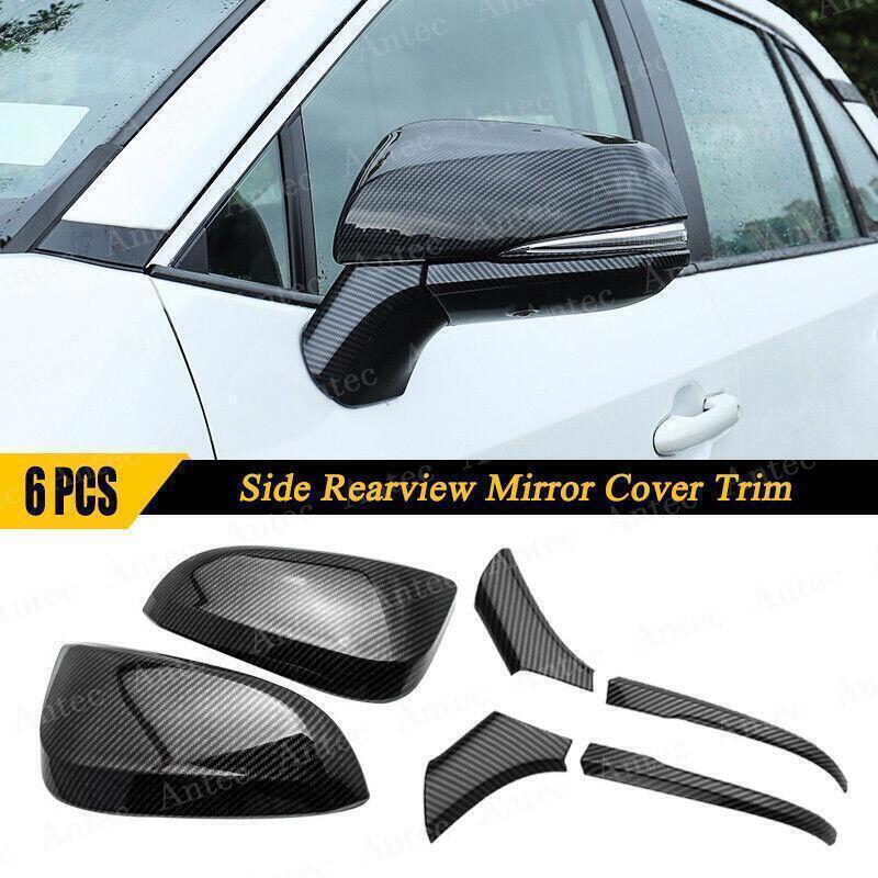 for Toyota RAV4 19-2023 Carbon Fiber Side Rearview Mirror Moulding Cover Trim 6X