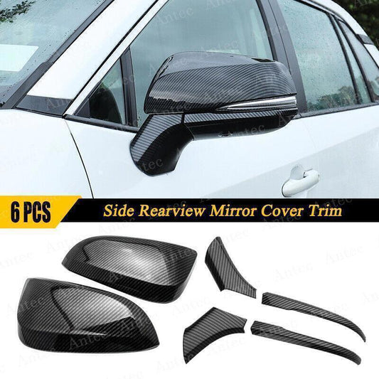 for Toyota RAV4 19-2023 Carbon Fiber Side Rearview Mirror Moulding Cover Trim 6X