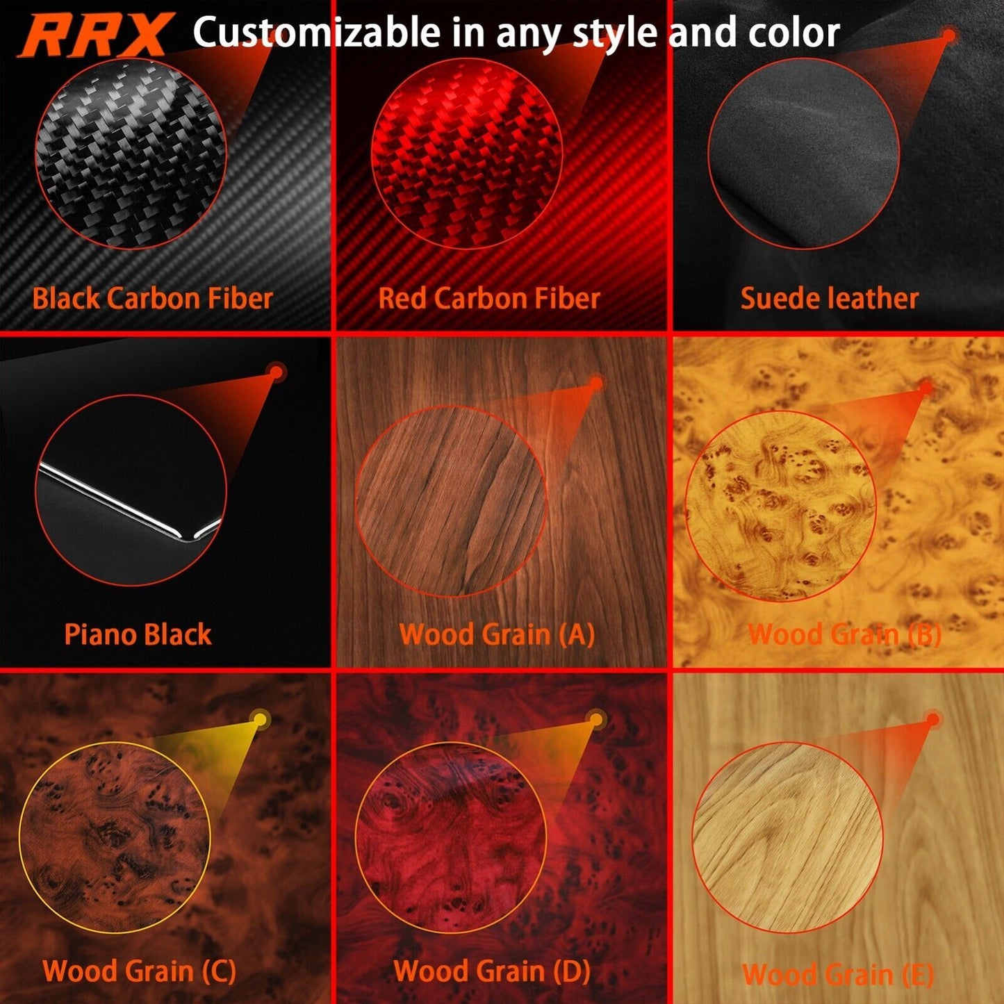 Red Carbon Fiber Knob Panel Cover for Dodge Durango 2014-2020 Multimedia Console Q
