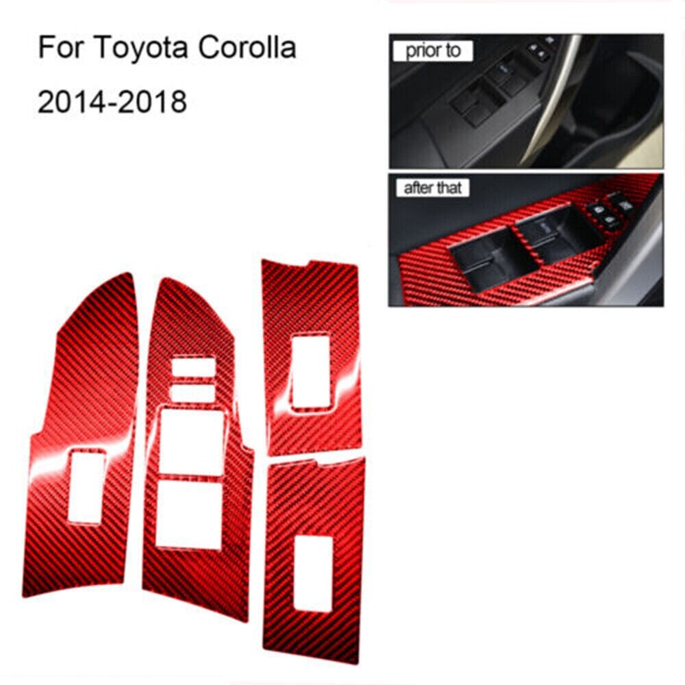 Carbon Fiber Window Switch Panel Cover Trim Kit for Corolla 2014-2018 New n