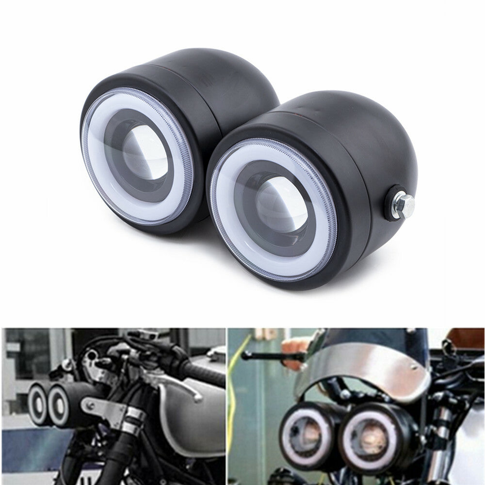 Motorcycle Black LED Twin Headlight Double Dual White DRL Lamp for Honda for Yamaha Q