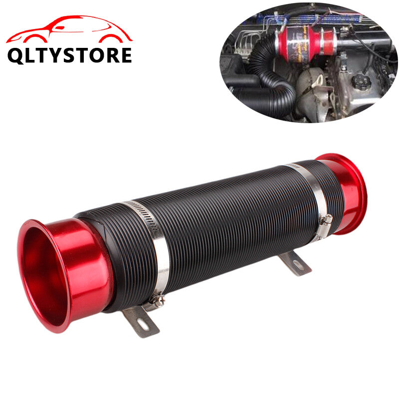 3'' 76mm Flexible Car Cold Air Intake Hose Filter Pipe Telescopic Tube Red Q