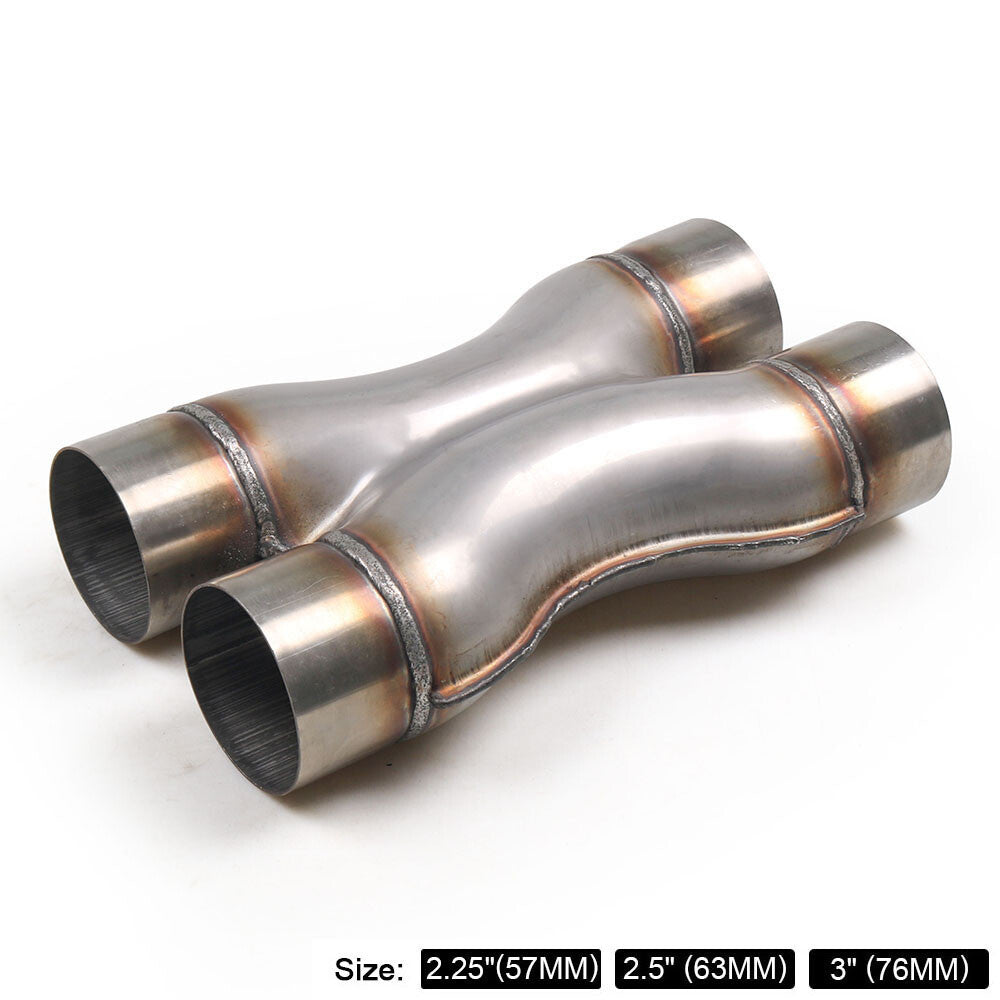 Crossover X Pipe Dual 2.25/2.5/3 In/Out Stainless Steel Muffler Exhaust Tip Q