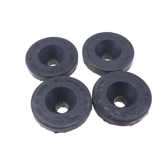 4-piece elastomeric bearing for Mercedes Cla250 2.0L L4 radiator under-insulator.