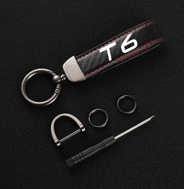 Suitable for T6 car keychains, key rings, key fobs, car accessories, black and red