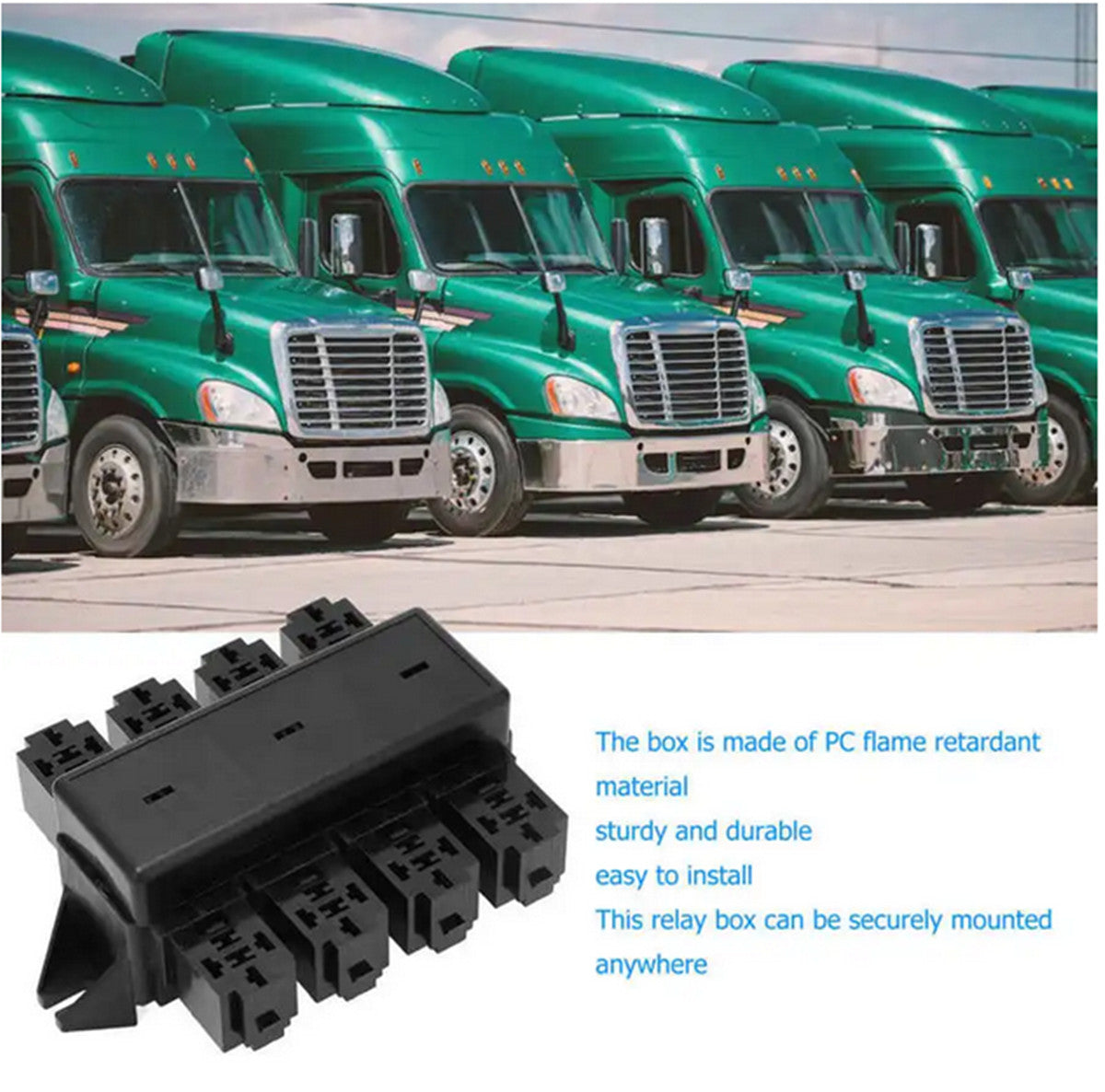 8 Way Relay Box 20 Fuse Blade Holder With Terminals W/Insurance Film For Car Bus
