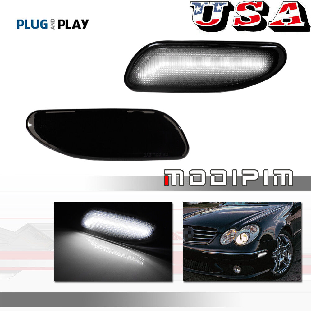 White LED front side marker lights for 01-07 for W203 C-Class C200 300- v