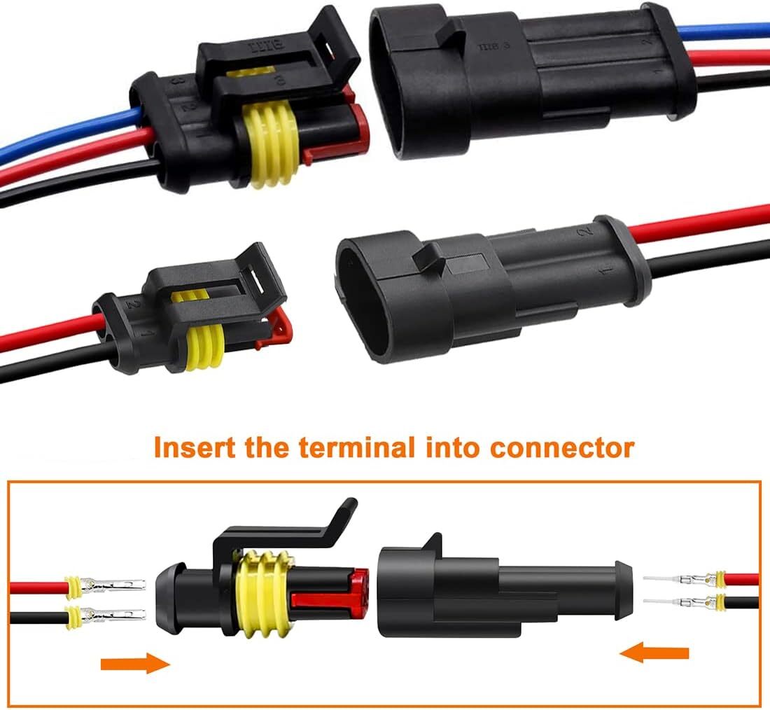 20-Pack 2 & 3-Pin Connector Plugs for Automotive Electrical Connectors (3 Wires) n