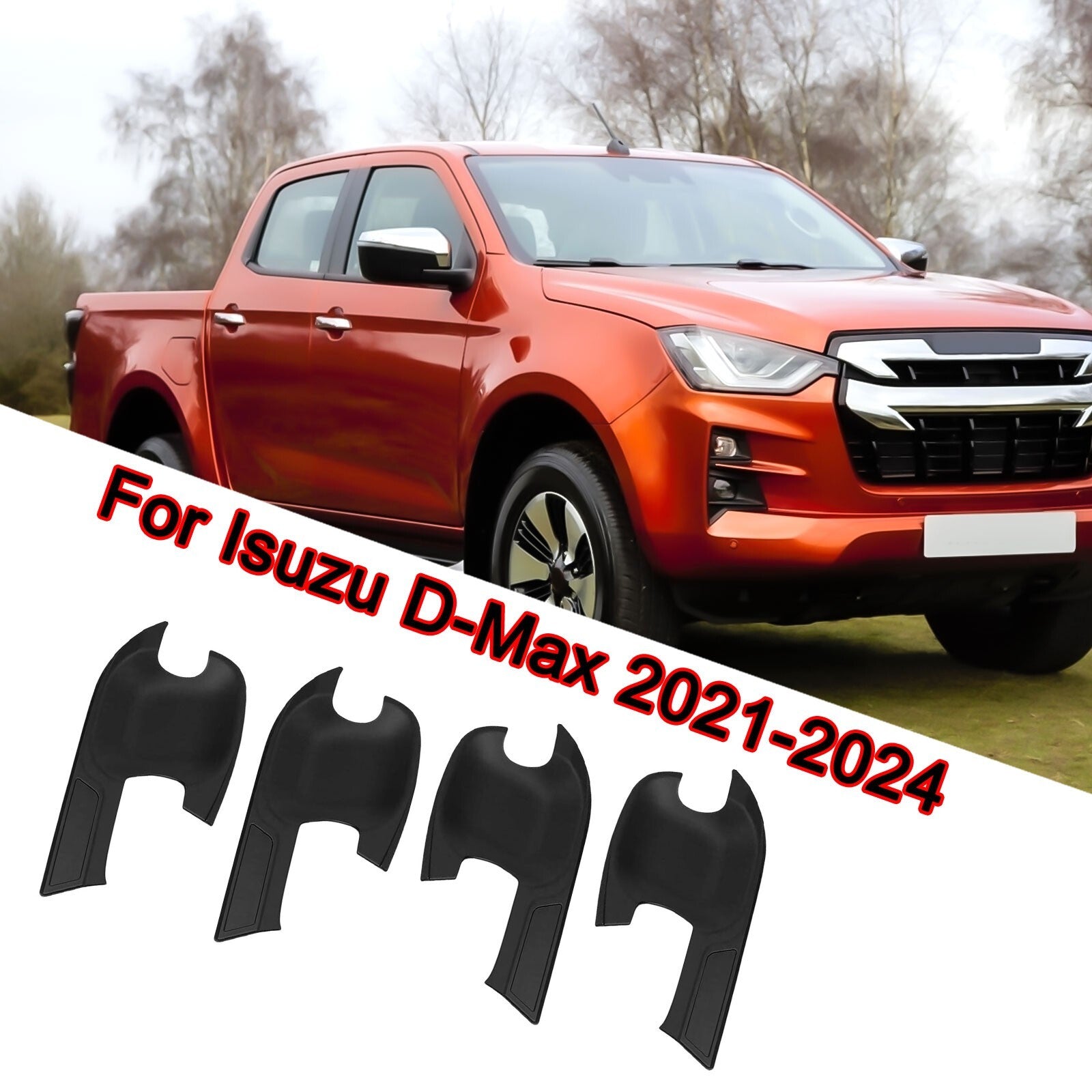 for Isuzu D-Max Dmax 2021-2024 Matte Black 4X Exterior Door Handle Cover Trim
