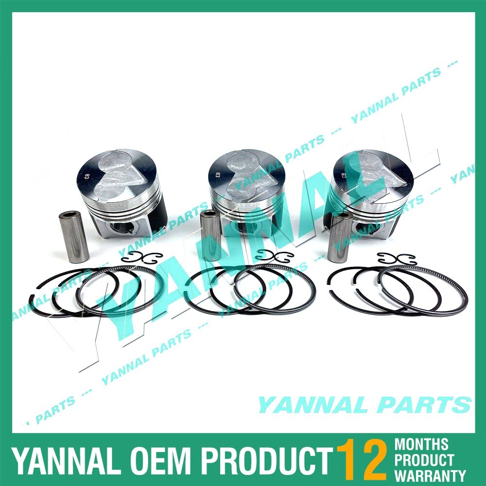 3-piece piston with piston rings + 0.5 mm for Kubota D1503IDI engine (oversized)