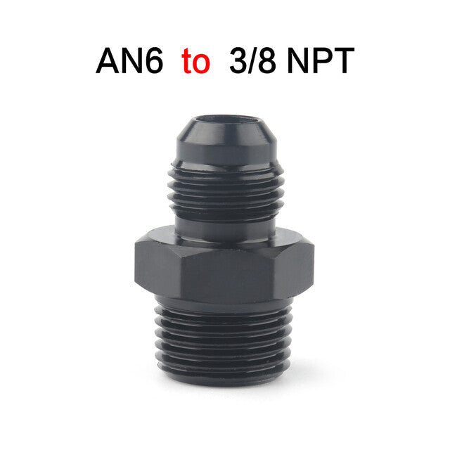 2Pcs 3/8 NPT to 6AN Adapter Pipe Thread to AN6 Male Flare Fitting Black