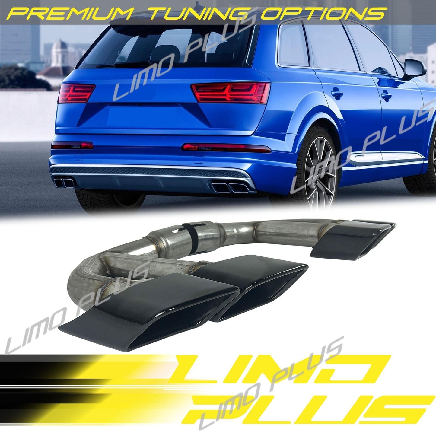 Gloss Black Exhaust Muffler Tips for Audi Q7 4M 3.0L Petrol 2016-2019 Q