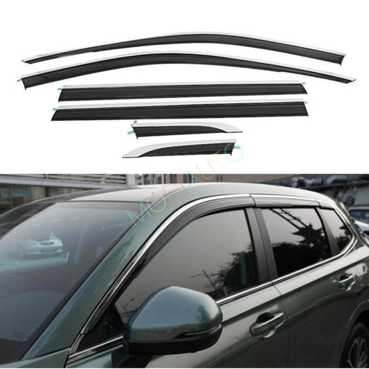 for Honda CR-V 2023-24 Black+steel Window Visor Vent Shades Sun Rain Guard Cover