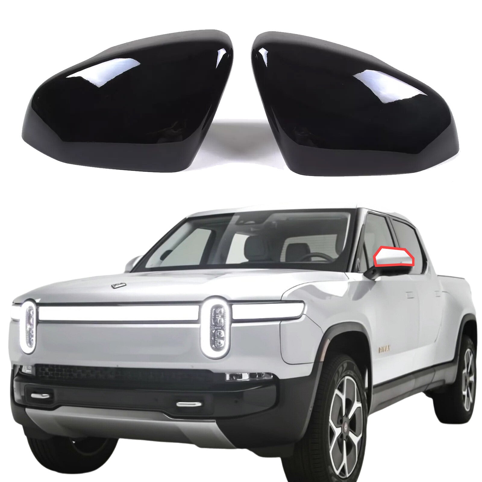 Smooth black exterior mirror caps for Rivian for R1T /R1S 2022-23- n