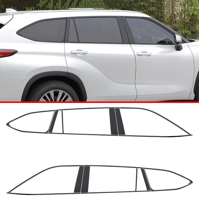 for Toyota Highlander 2020-2023 Black Steel Window Strip Sill Molding Cover 22Pc