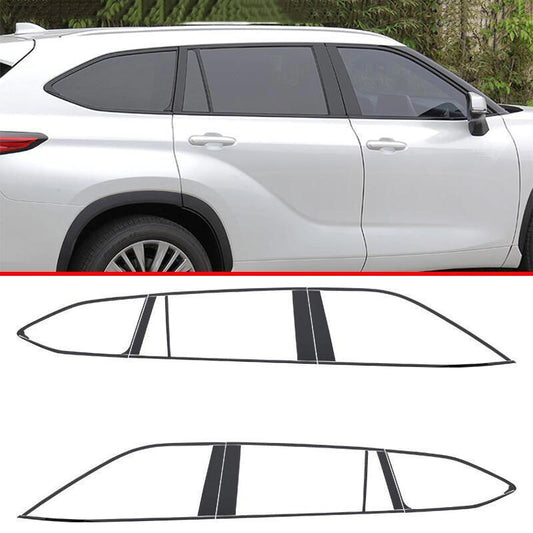 for Toyota Highlander 2020-2023 Black Steel Window Strip Sill Molding Cover 22Pc