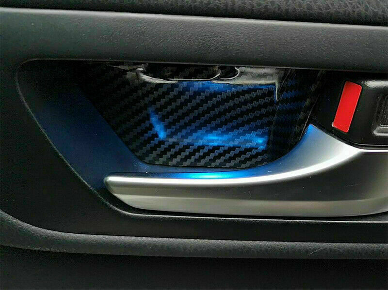 4X LED Carbon Fiber Inner Door Bowl Cover Trim for Toyota Highlander 2014-2019