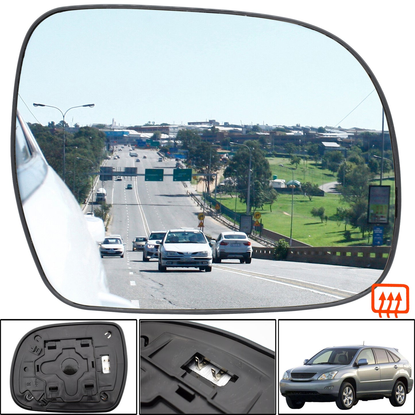 for Lexus RX 2003-2008 Right Driver Door Side Wing Mirror Glass Heated Convex Q