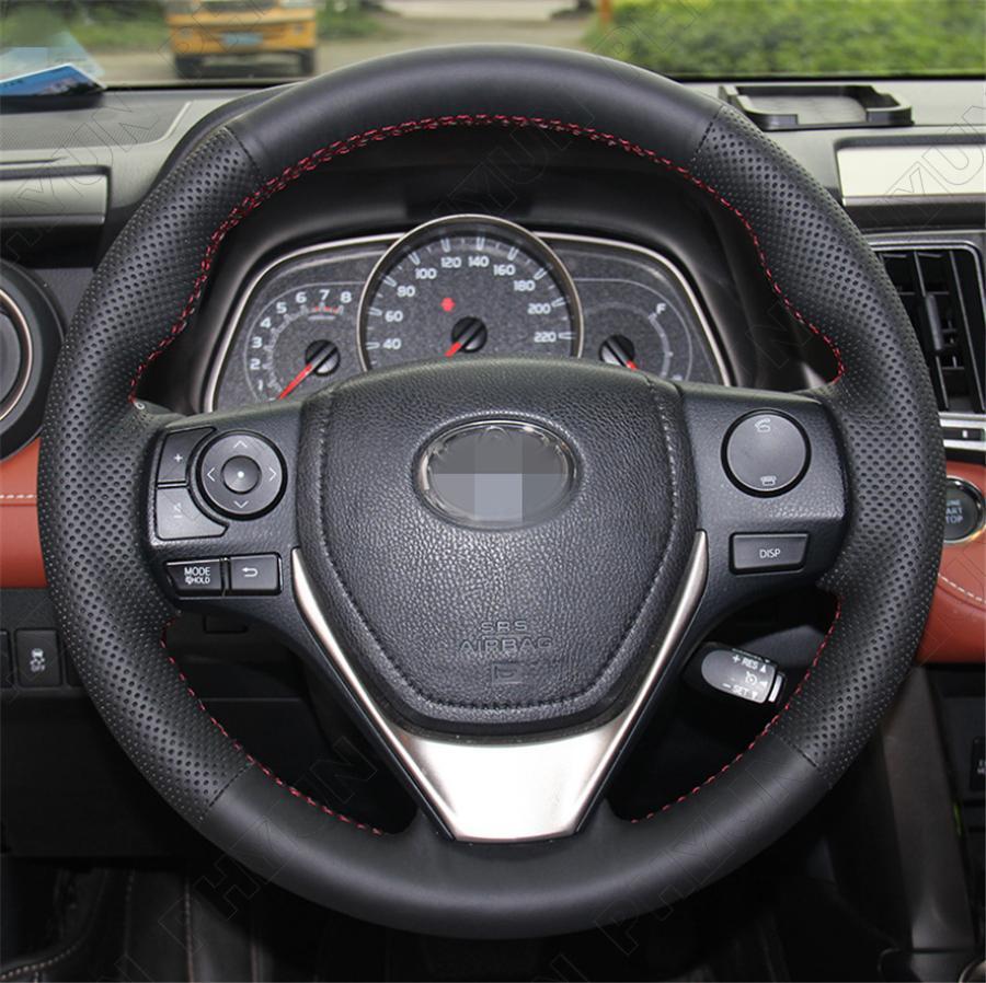 for Toyota RAV4 2013-2018 for Corolla 2014-2018 Hand Sewing Car Steering Wheel Cover