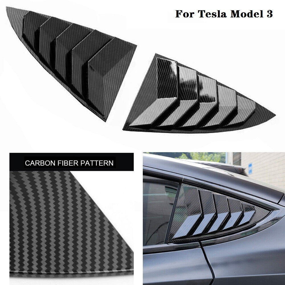 Suitable for Model 3, 17-22, rear ventilation window spit cover, carbon fiber, black. n